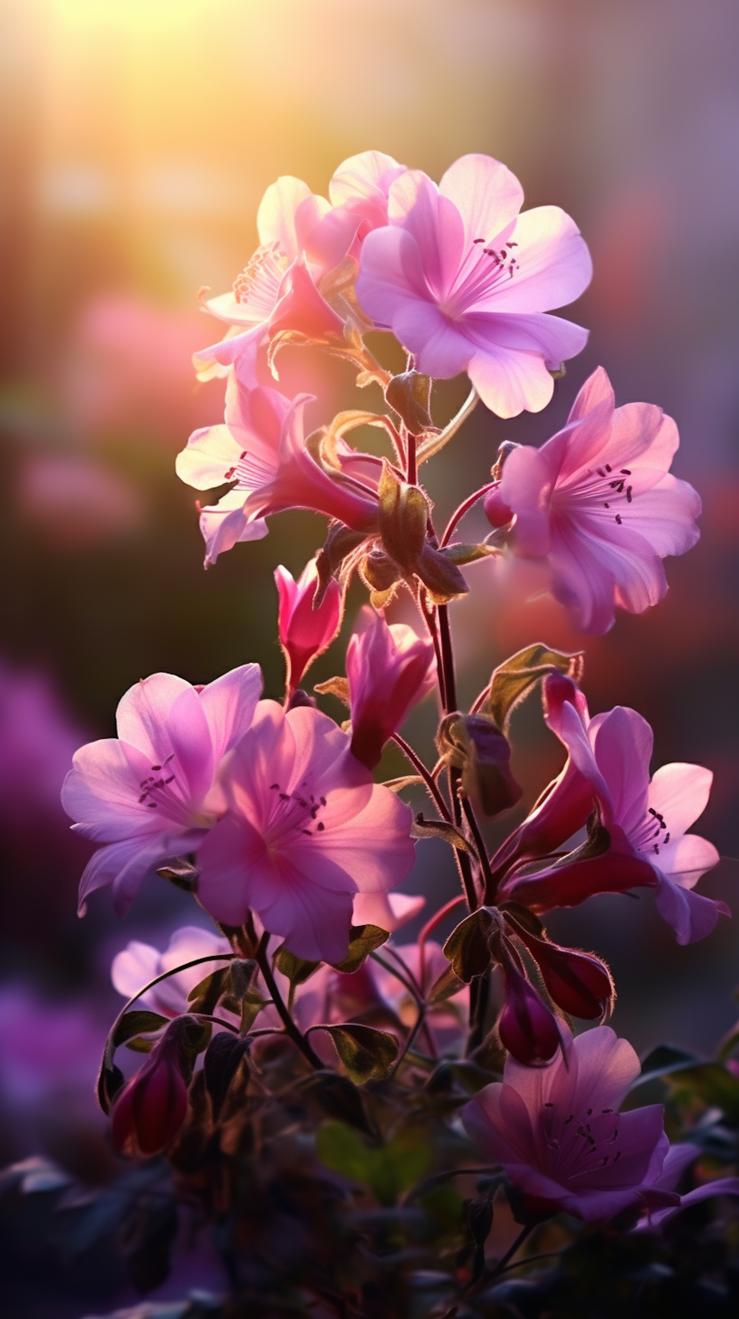 Sunlit Radiance of Pink Blossoms