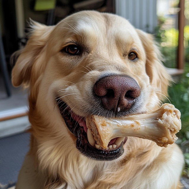 Golden Retriever with Bone