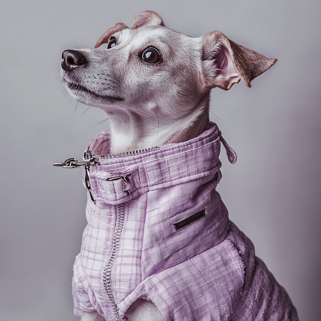 Stylish Dog in Plaid Jacket