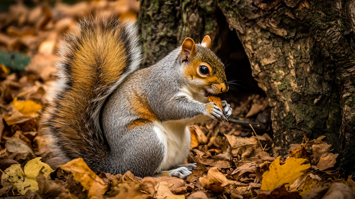 Squirrel in Autumn Leaves