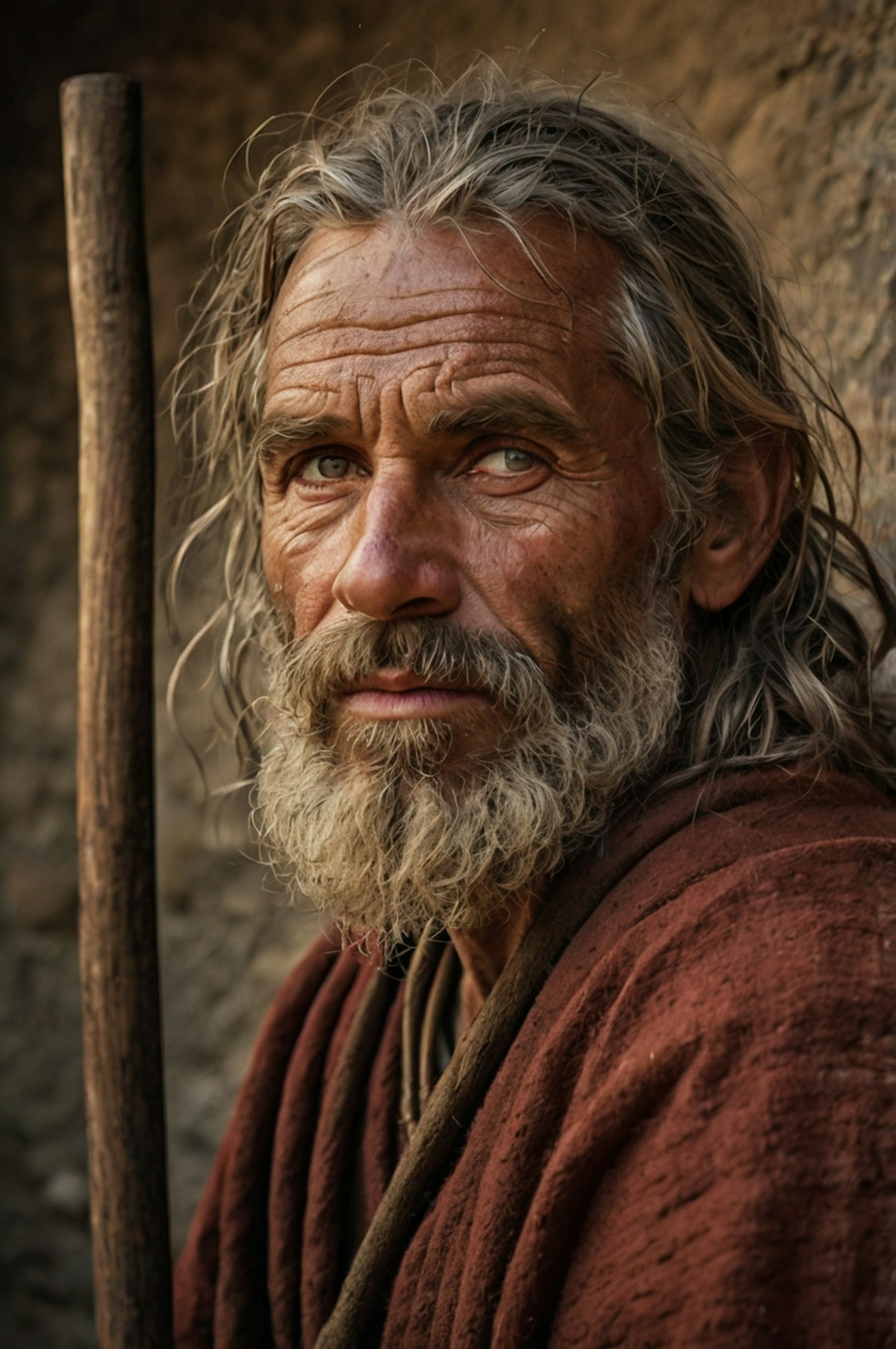 Elderly Man with Staff