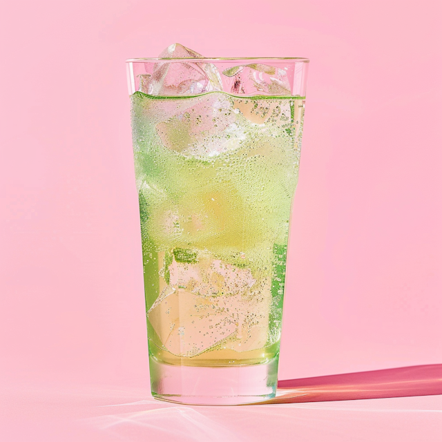 Refreshing Green Beverage on Pink