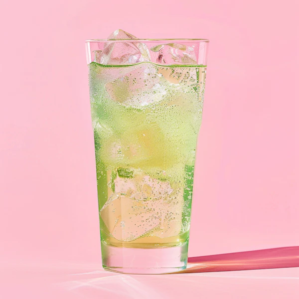 Refreshing Green Beverage on Pink