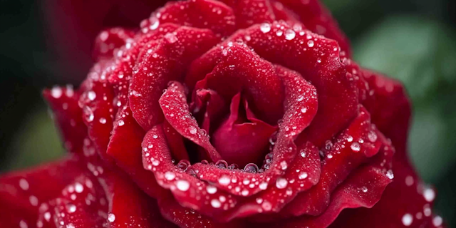 Close-up of a Red Rose with Water Droplets