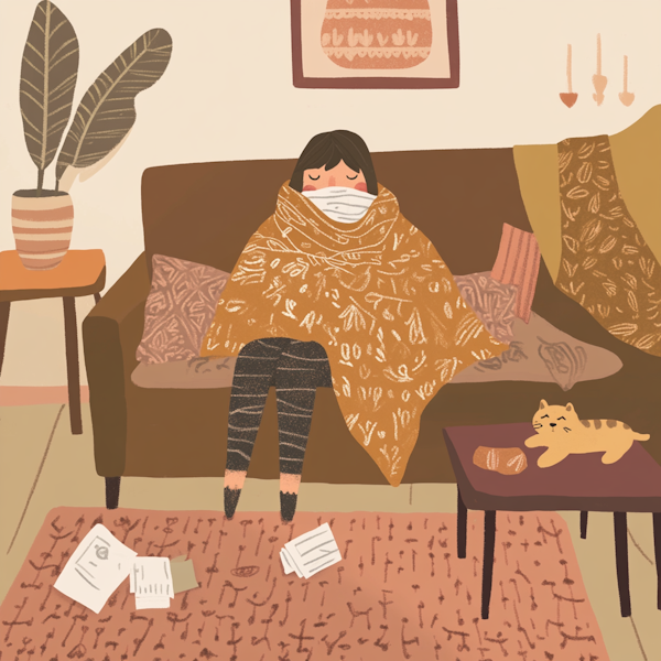 Cozy Scene with Person and Cat