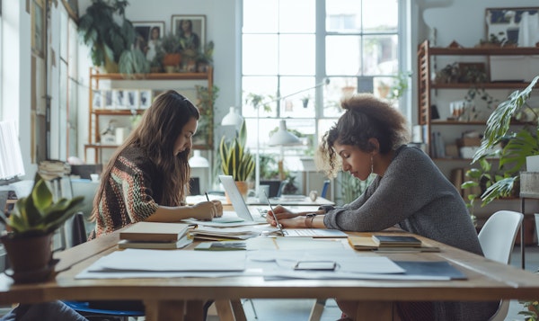 Creative Workspace with Two Women