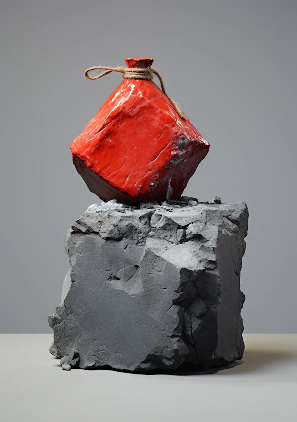 Red Flask on Jagged Rock