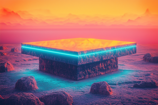 Surreal Landscape with Glowing Platform