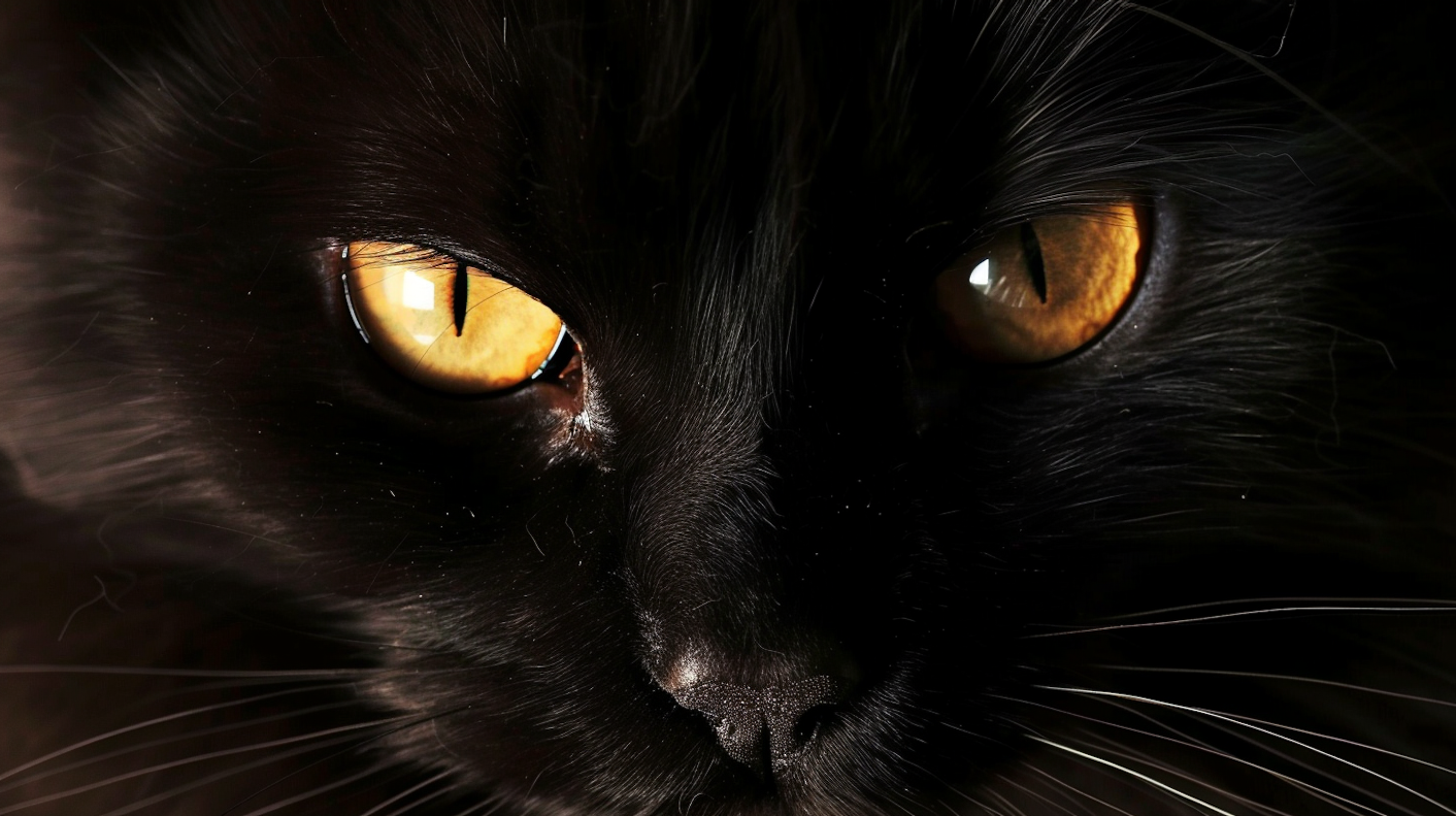 Close-up of Black Cat's Face