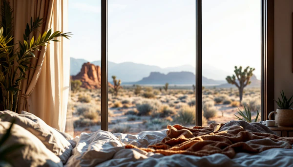 Serene Bedroom with Desert View