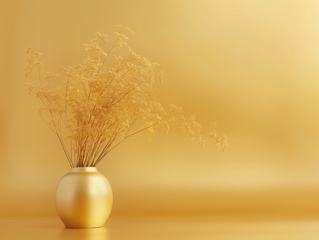 Golden Vase with Dried Bouquet