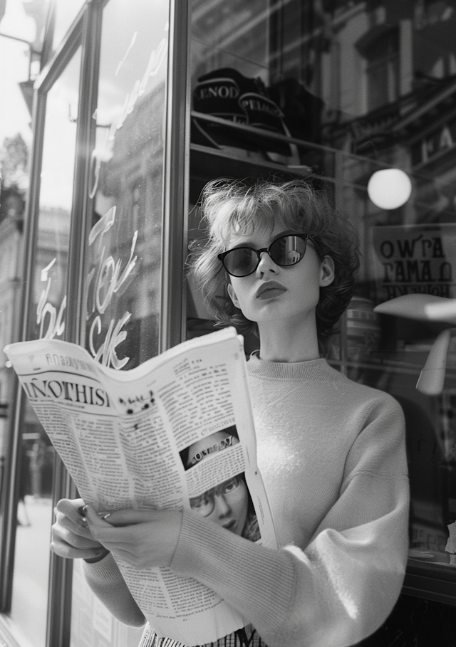 Stylish Woman with Newspaper