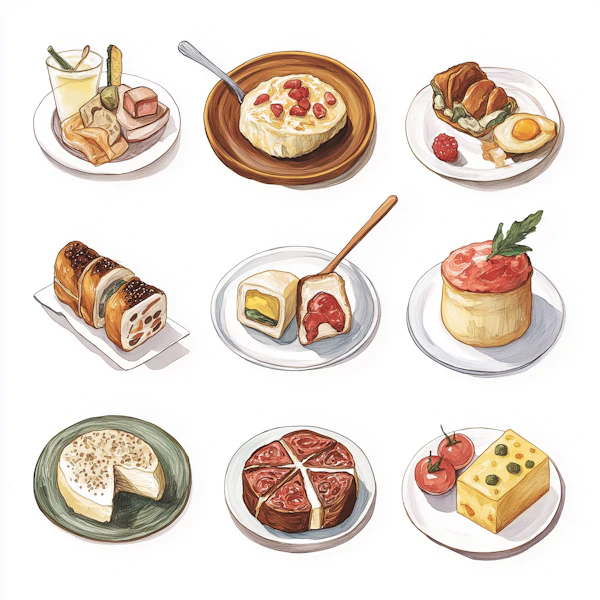 Illustrated Dishes Grid