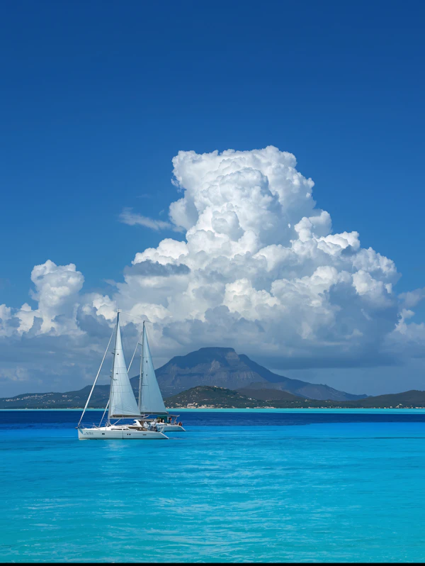 Sailboat on Turquoise Sea