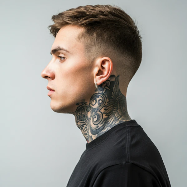 Profile of a Young Man with Tattoo
