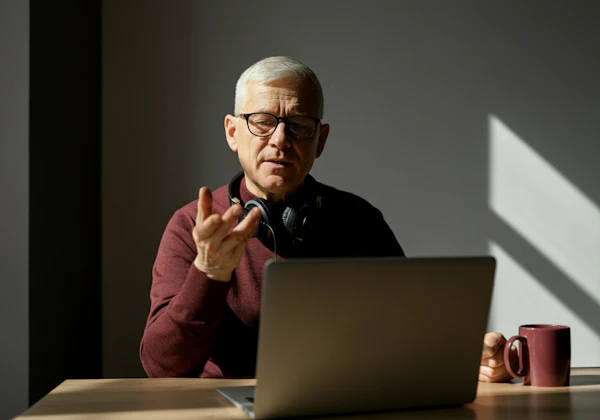 Man at Desk with Laptop