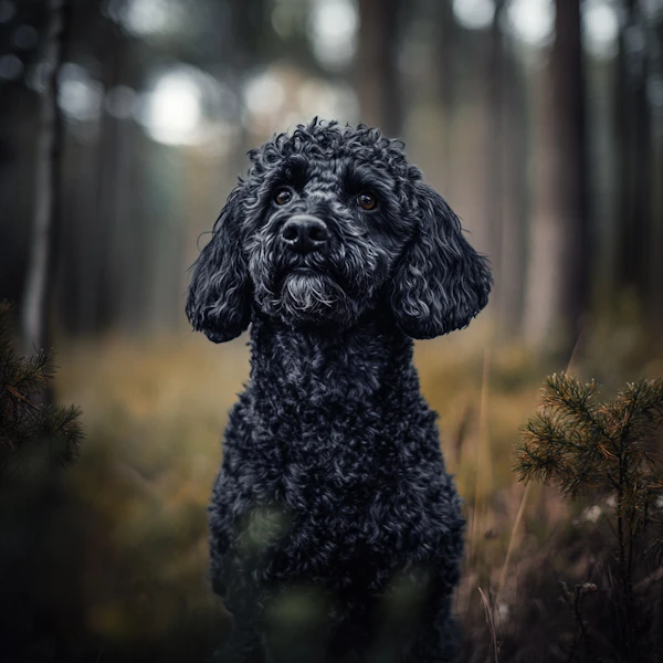 Black Poodle in Forest