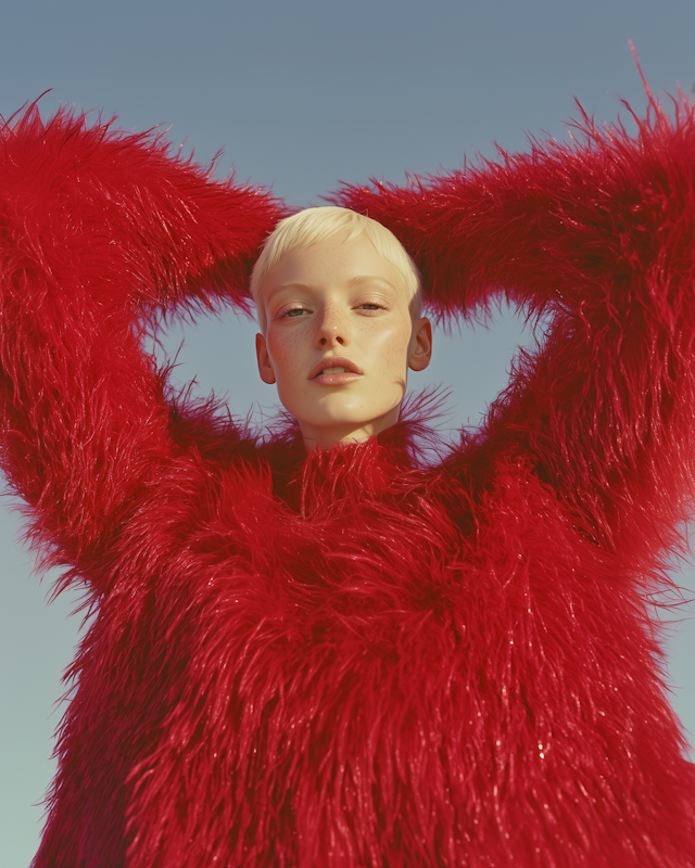 Striking Red Garment Against Blue Sky