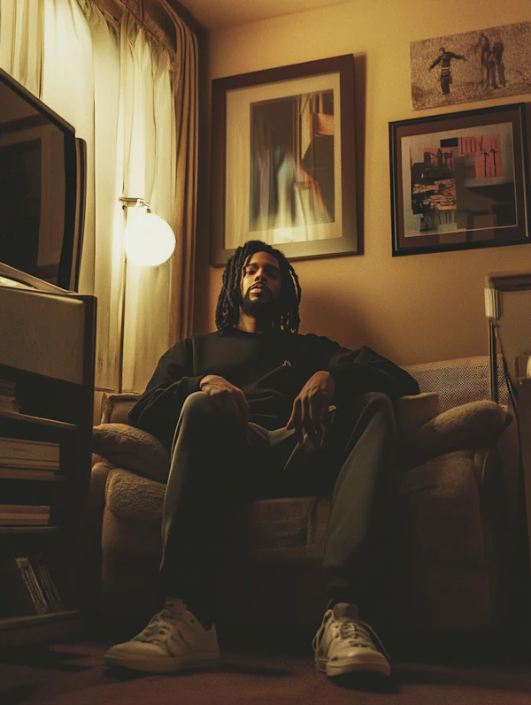 Contemplative Man in Cozy Room