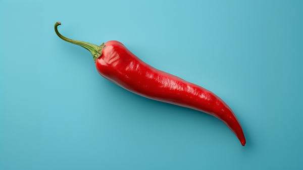 Vibrant Red Chili on Blue Background