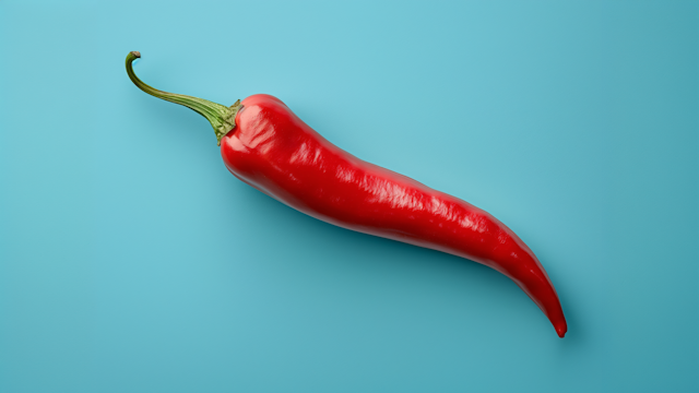 Vibrant Red Chili on Blue Background