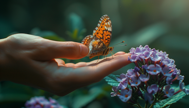 Butterfly on Finger