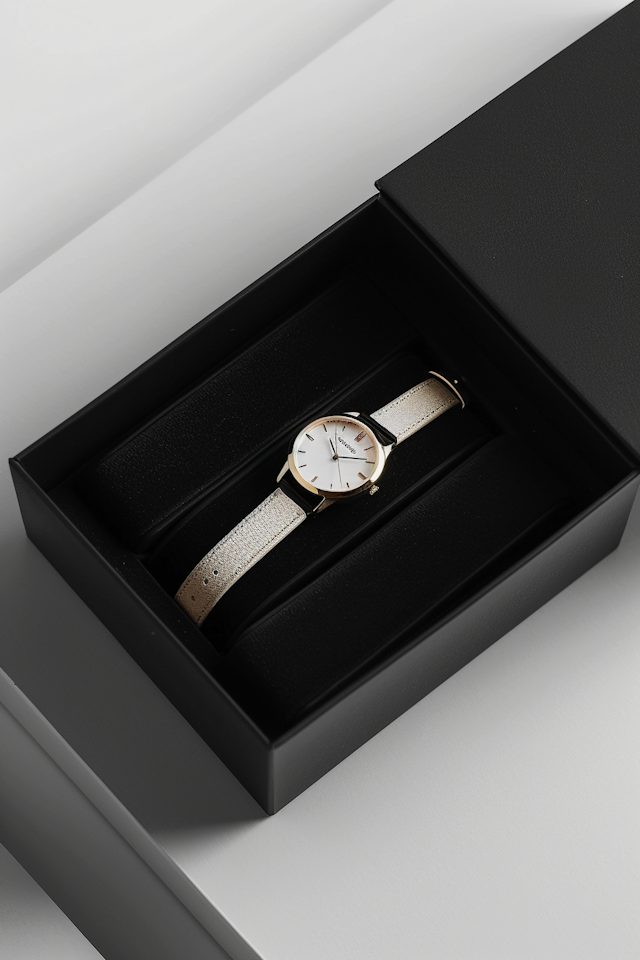 Luxurious Gold Bezel Watch in Presentation Box