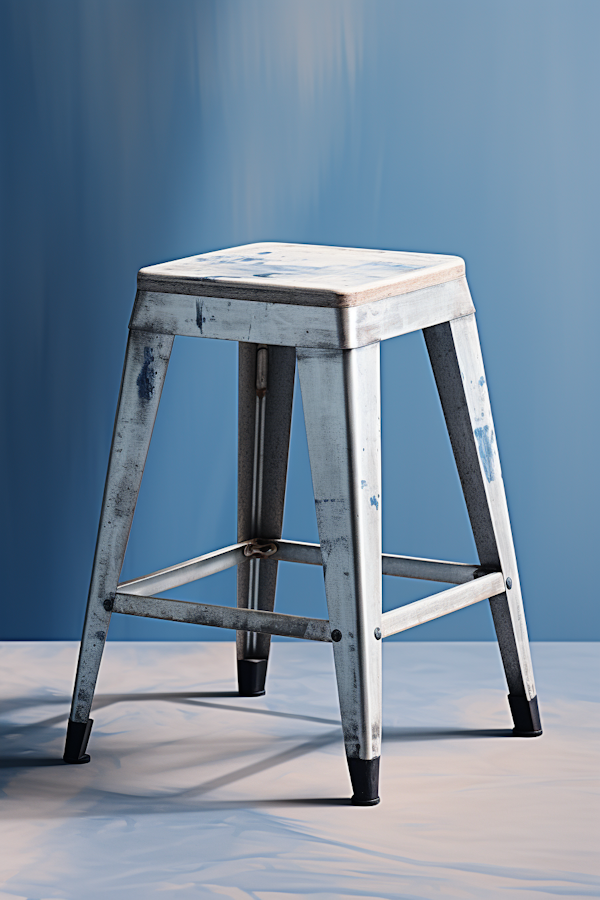 Vintage Industrial Metal Stool with Distressed Finish