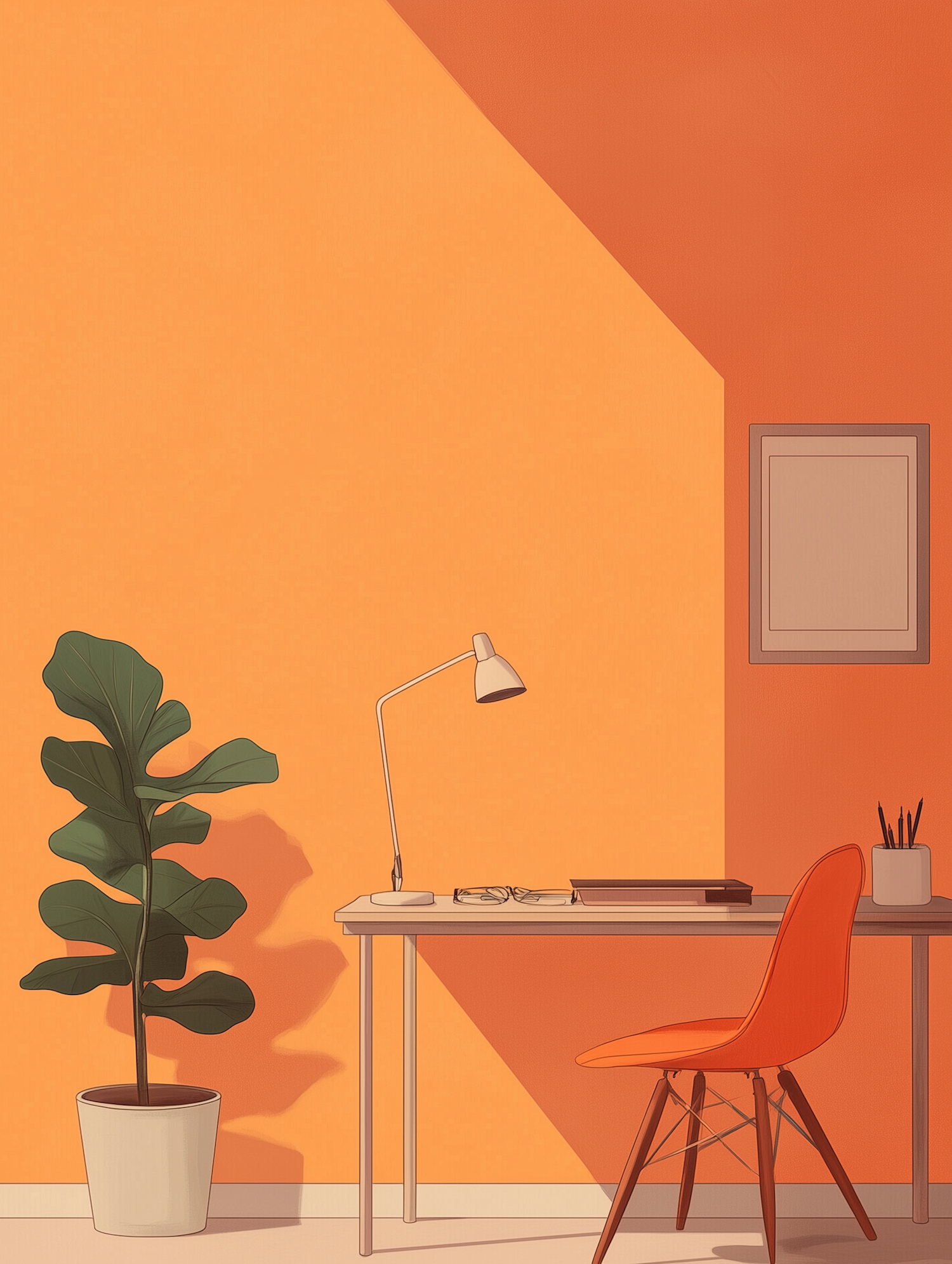 Minimalist Workspace with Warm Tones