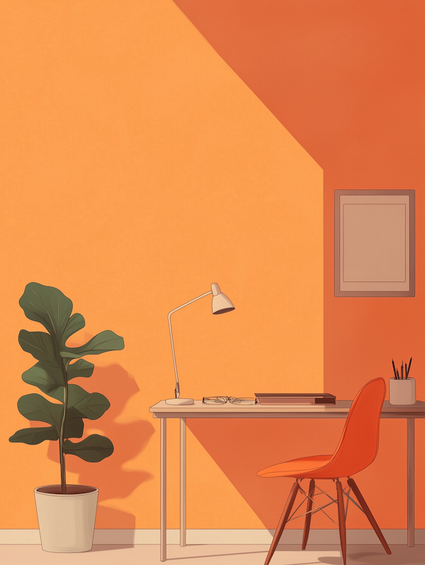 Minimalist Workspace with Warm Tones