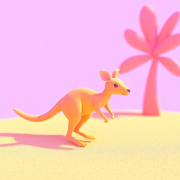 Cartoon Kangaroo in Pastel