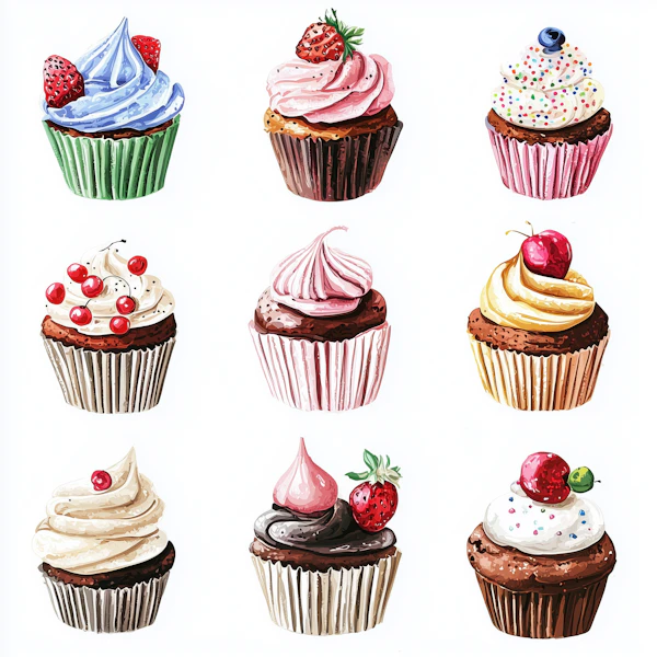 Colorful Cupcake Grid