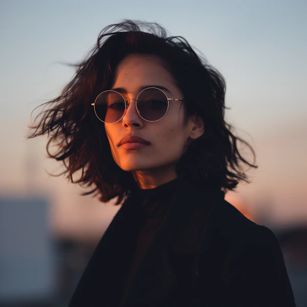 Contemplative Woman at Sunset
