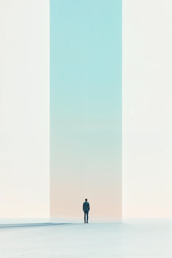 Solitary Figure in Minimalist Space