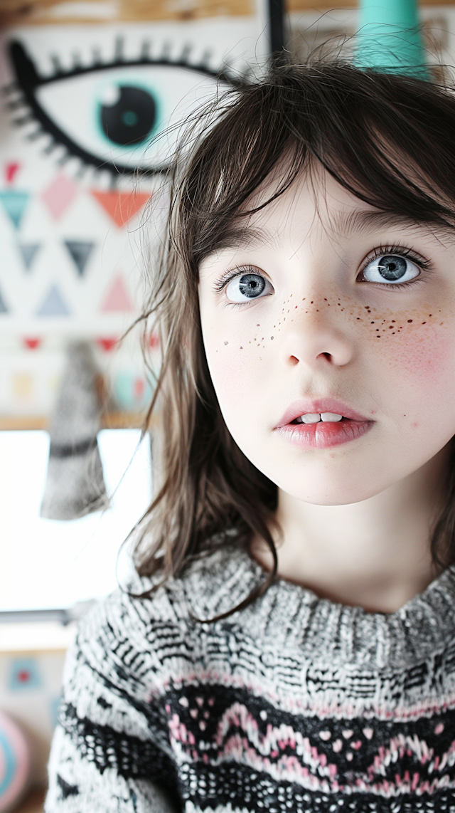 Engaging Portrait of a Young Girl with Blue Eyes