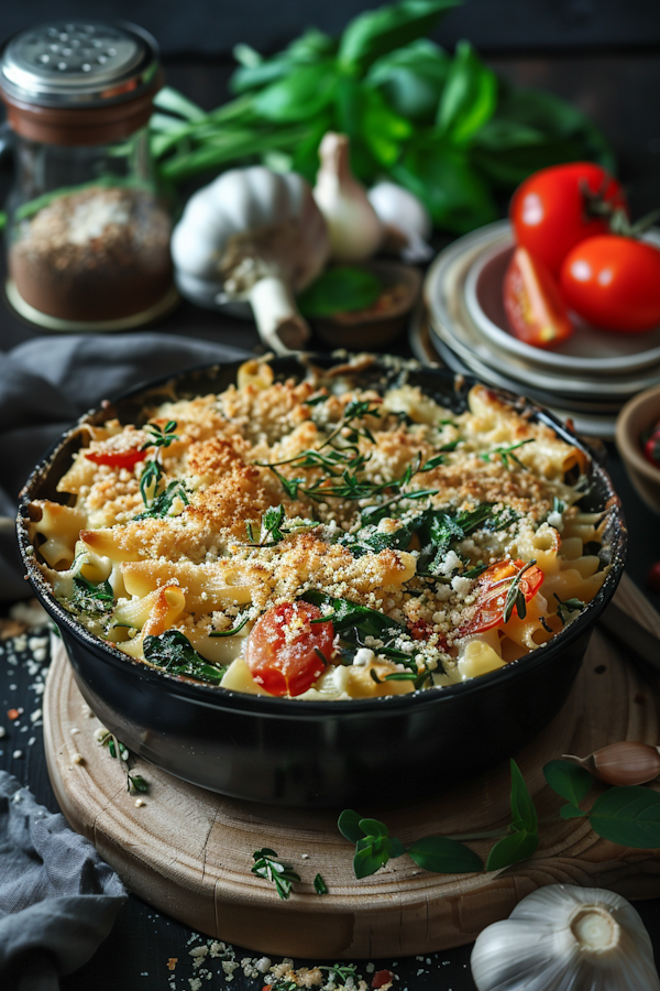 Rustic Pasta Dish with Fresh Herbs and Vegetables