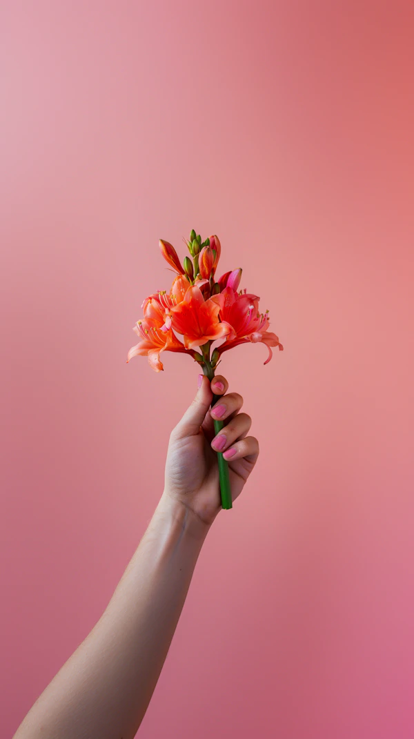 Hand Holding Vibrant Bouquet
