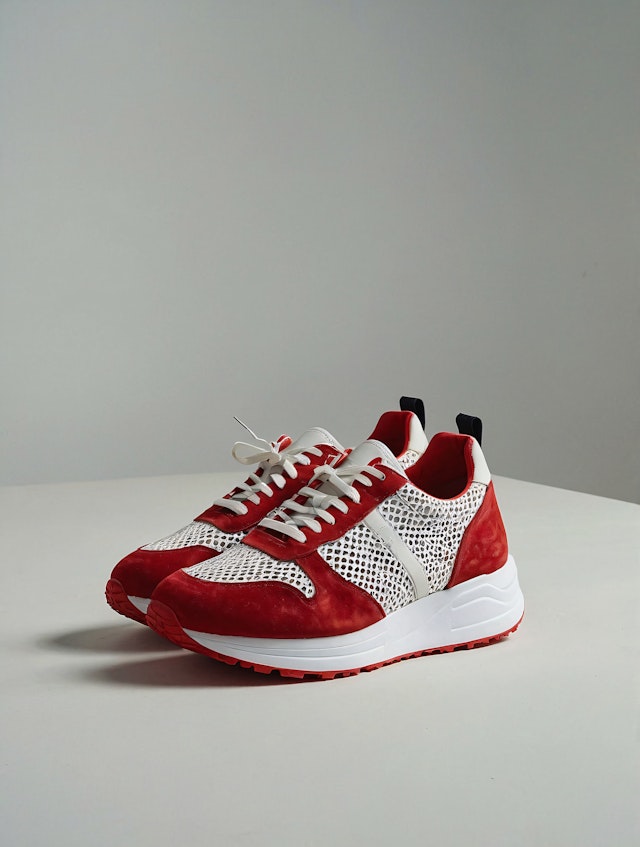 Stylish Red and White Sneakers