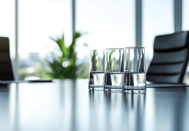 Transparent Water Glasses in Professional Setting