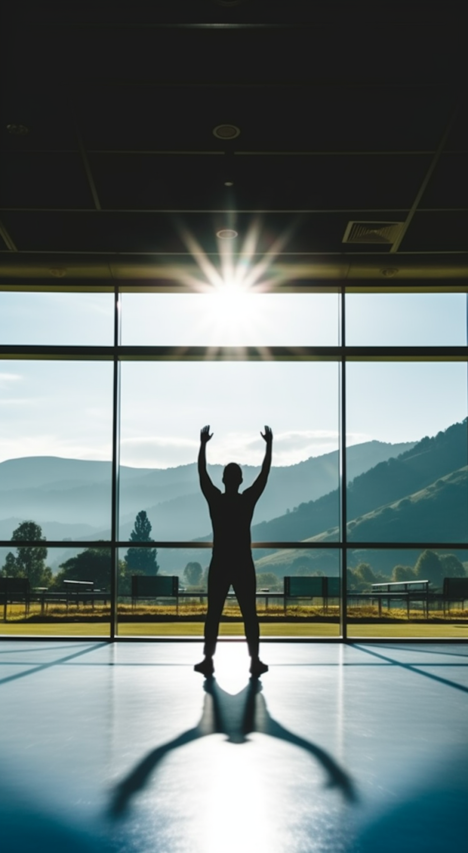 Triumphant Silhouette in Sunlit Room