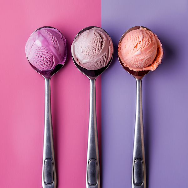 Colorful Ice Cream Scoops on Spoons