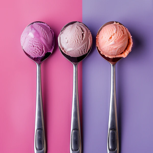 Colorful Ice Cream Scoops on Spoons