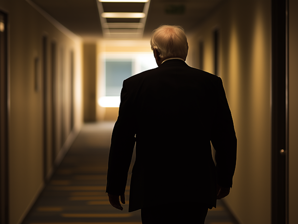 Man Walking Down Dimly Lit Hallway