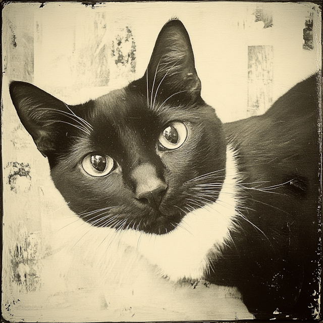 Close-up of Black and White Cat