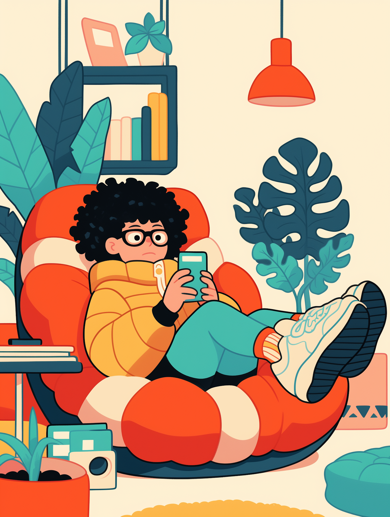 Person in Cozy Modern Setting