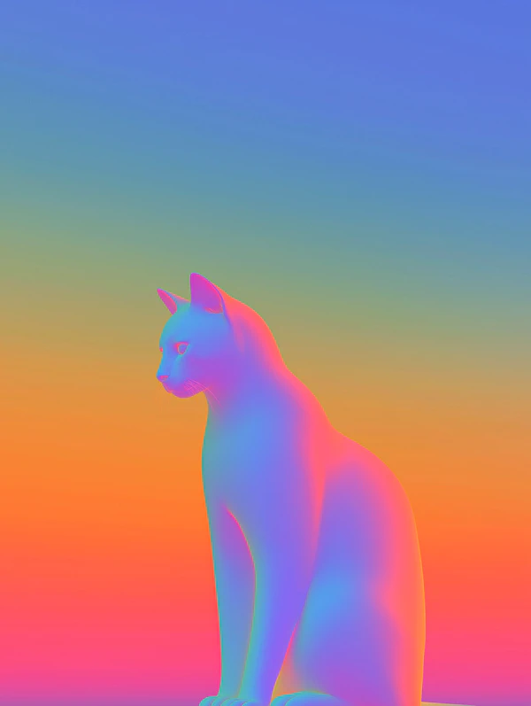 Gradient Cat Illustration