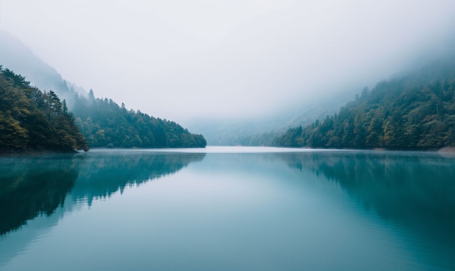 Serene Lake in Mist