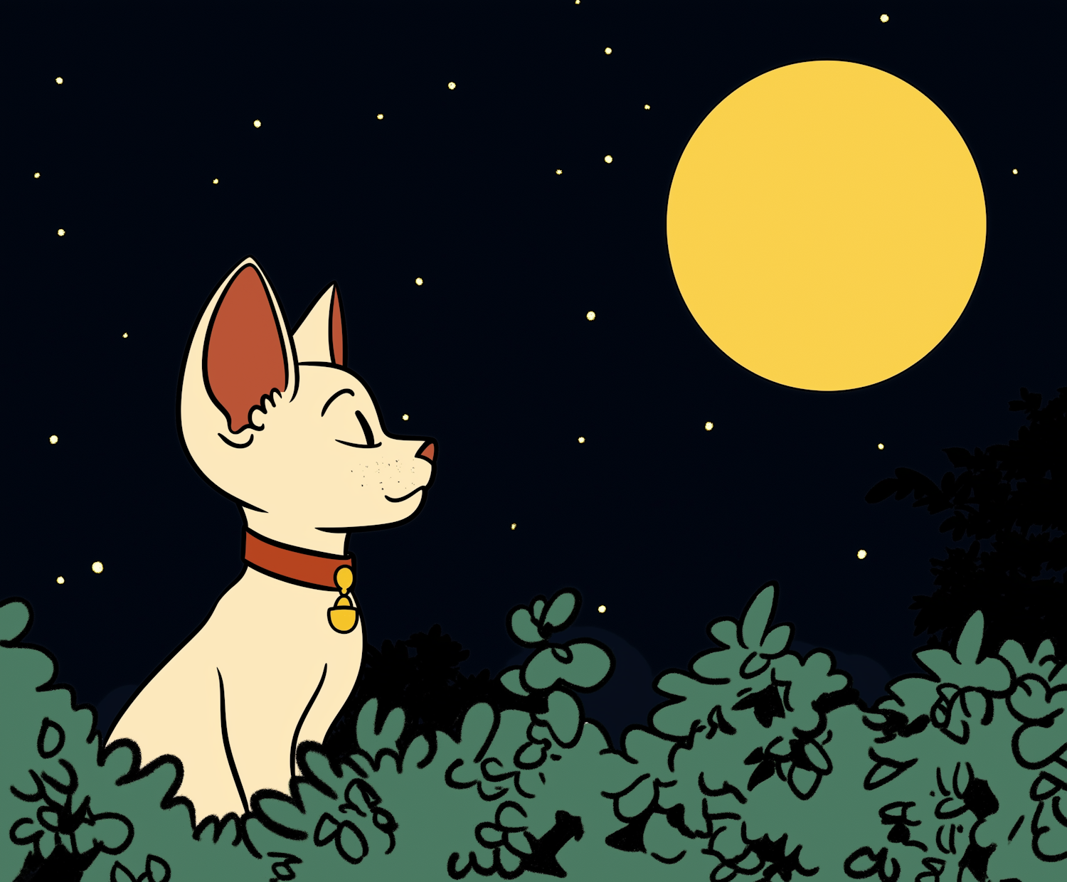 Stargazing Dog Illustration