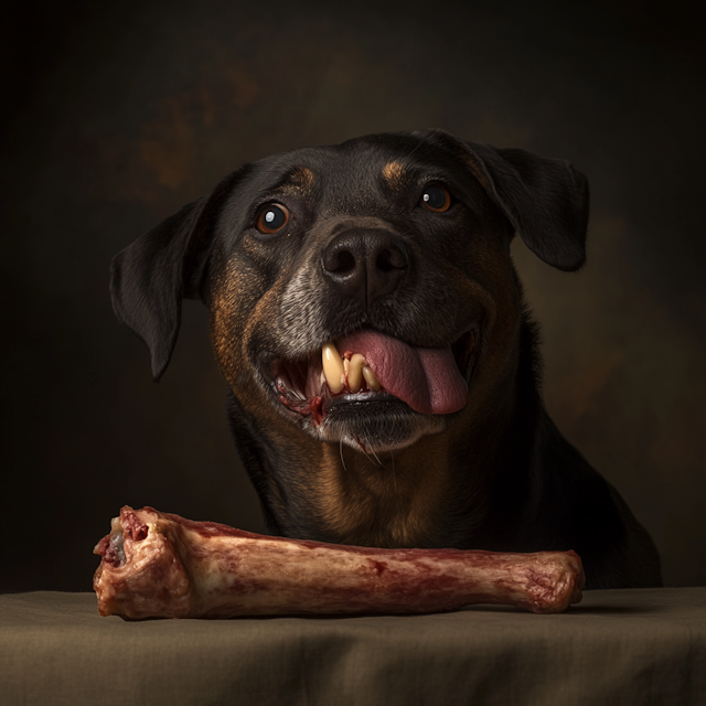 Playful Dog with Bone