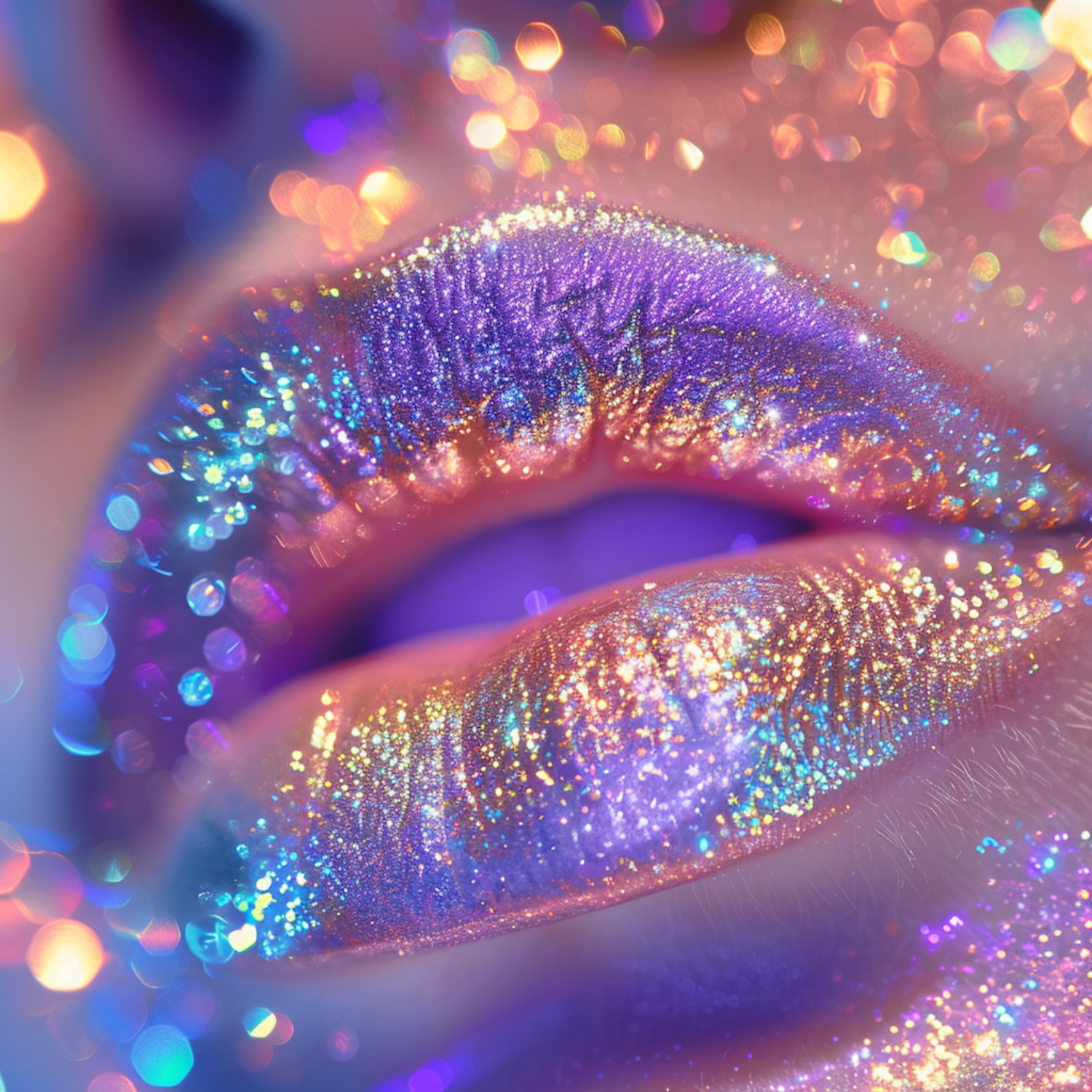 Glittering Lips Close-Up